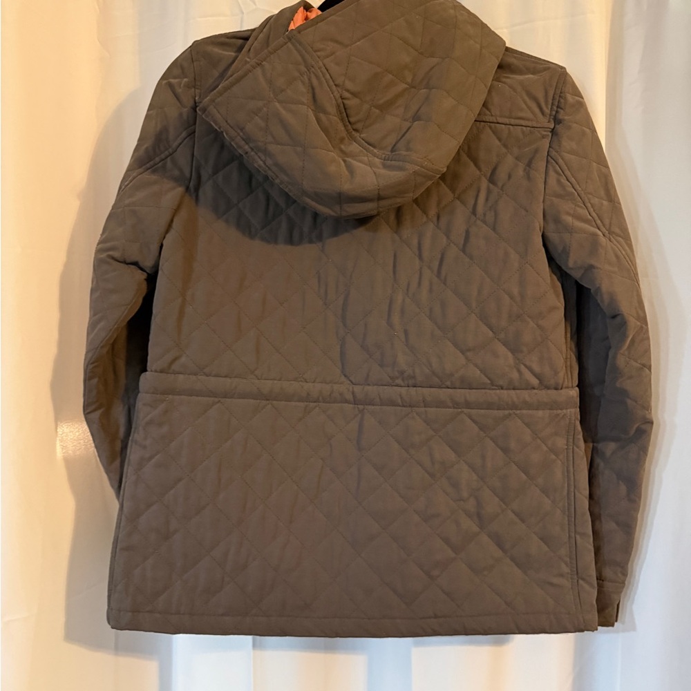 anyFAM Brown Quilted Hooded Jacket Fully Lined Size 2 - Picture 8 of 16